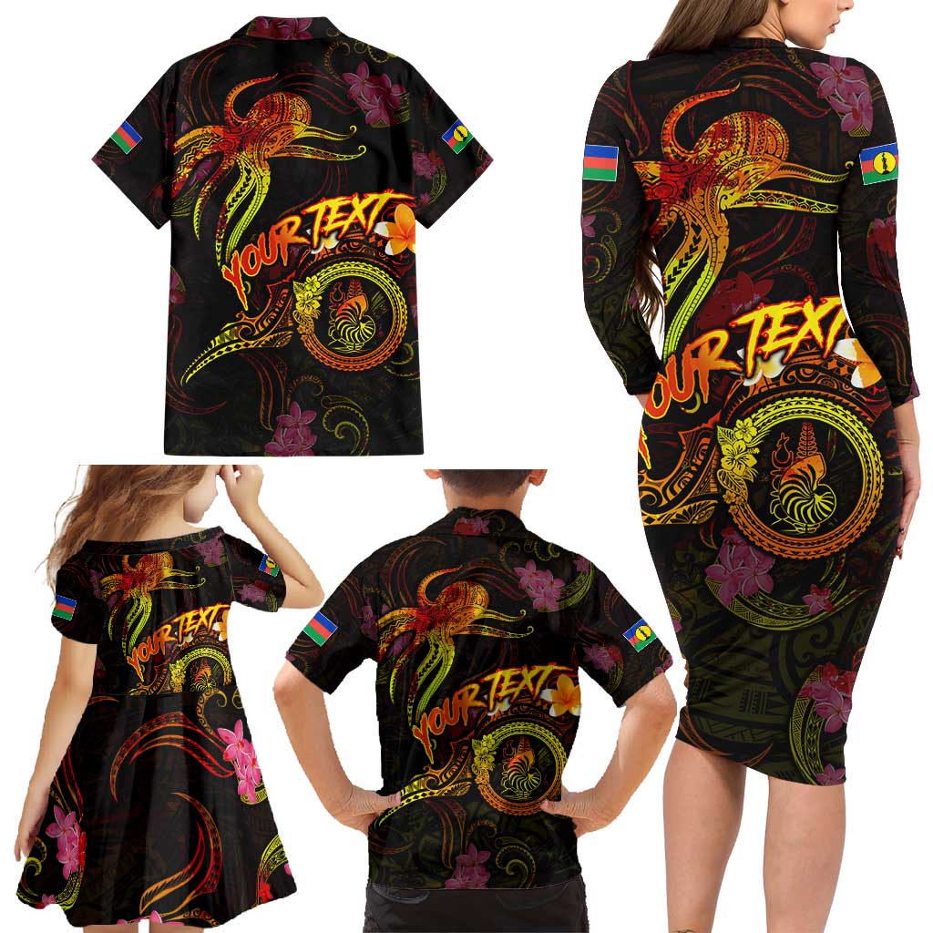 New Caledonia Family Matching Long Sleeve Bodycon Dress and Hawaiian Shirt Octopus Plumeria Polynesian Tattoo DT02 - Polynesian Pride
