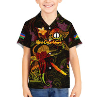 New Caledonia Family Matching Off Shoulder Maxi Dress and Hawaiian Shirt Octopus Plumeria Polynesian Tattoo DT02 Son's Shirt Black - Polynesian Pride