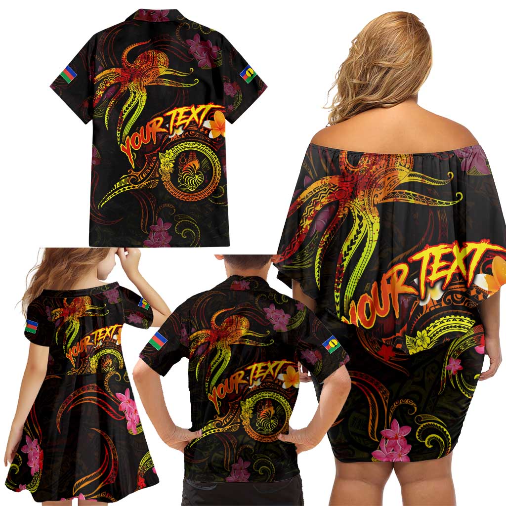 New Caledonia Family Matching Off Shoulder Short Dress and Hawaiian Shirt Octopus Plumeria Polynesian Tattoo DT02 - Polynesian Pride