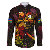 New Caledonia Family Matching Puletasi and Hawaiian Shirt Octopus Plumeria Polynesian Tattoo DT02 Dad's Shirt - Long Sleeve Black - Polynesian Pride
