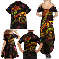 New Caledonia Family Matching Summer Maxi Dress and Hawaiian Shirt Octopus Plumeria Polynesian Tattoo DT02 - Polynesian Pride