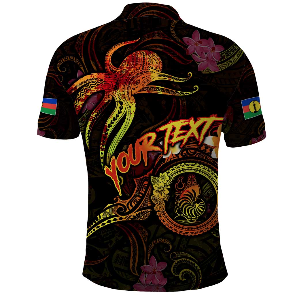 New Caledonia Polo Shirt Octopus Plumeria Polynesian Tattoo