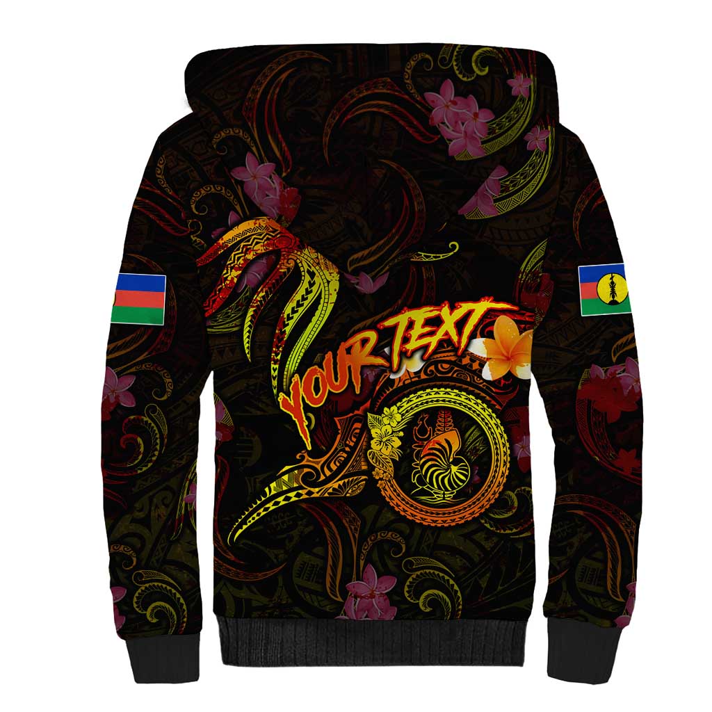 New Caledonia Sherpa Hoodie Octopus Plumeria Polynesian Tattoo