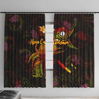 New Caledonia Window Curtain Octopus Plumeria Polynesian Tattoo DT02 With Hooks Black - Polynesian Pride