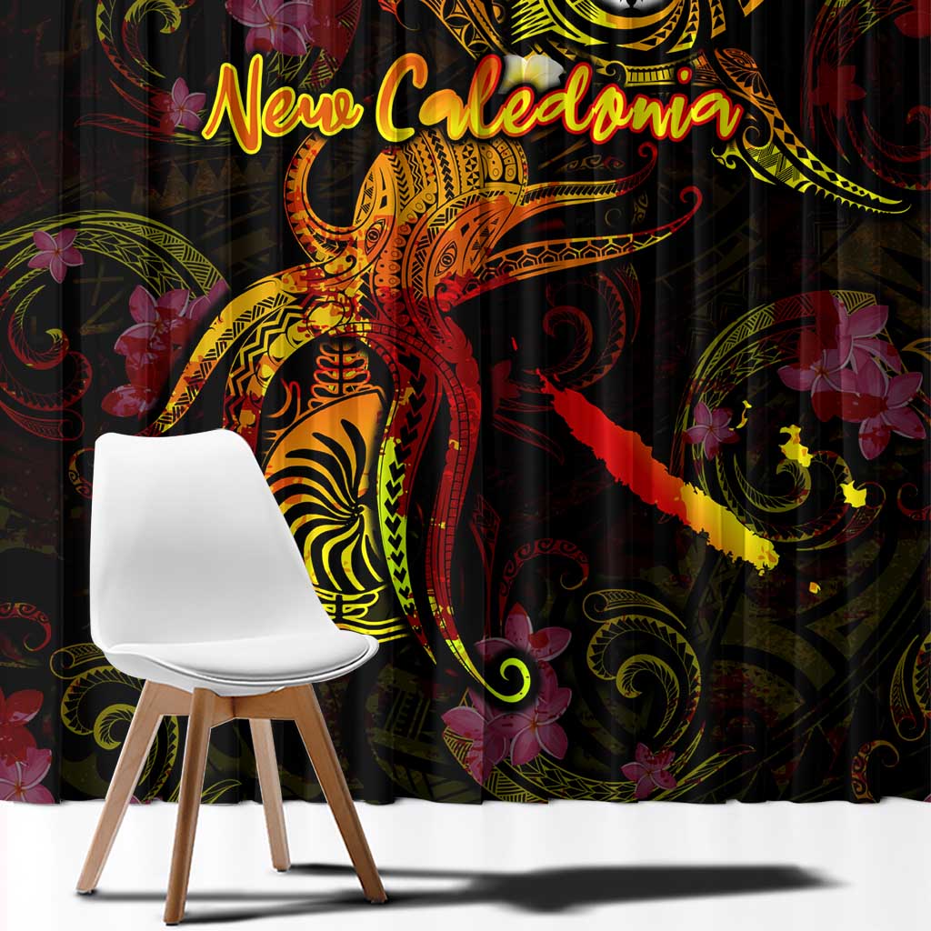 New Caledonia Window Curtain Octopus Plumeria Polynesian Tattoo DT02 - Polynesian Pride