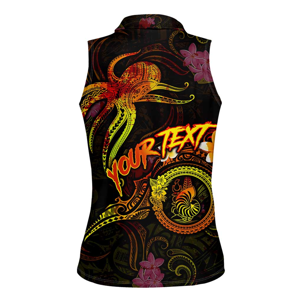 New Caledonia Women Sleeveless Polo Shirt Octopus Plumeria Polynesian Tattoo DT02 - Polynesian Pride