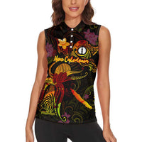 New Caledonia Women Sleeveless Polo Shirt Octopus Plumeria Polynesian Tattoo DT02 - Polynesian Pride