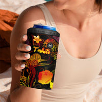 Tahiti French Polynesia 4 in 1 Can Cooler Tumbler Octopus Plumeria Polynesian Tattoo DT02 - Polynesian Pride
