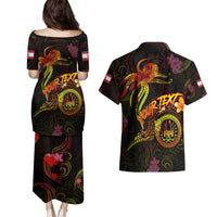Tahiti French Polynesia Couples Matching Puletasi and Hawaiian Shirt Octopus Plumeria Polynesian Tattoo DT02 - Polynesian Pride