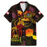 Tahiti French Polynesia Family Matching Mermaid Dress and Hawaiian Shirt Octopus Plumeria Polynesian Tattoo DT02 Dad's Shirt - Short Sleeve Black - Polynesian Pride