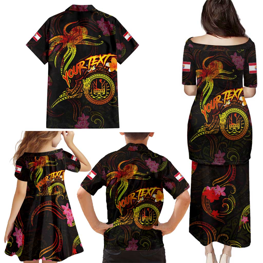 Tahiti French Polynesia Family Matching Puletasi and Hawaiian Shirt Octopus Plumeria Polynesian Tattoo DT02 - Polynesian Pride