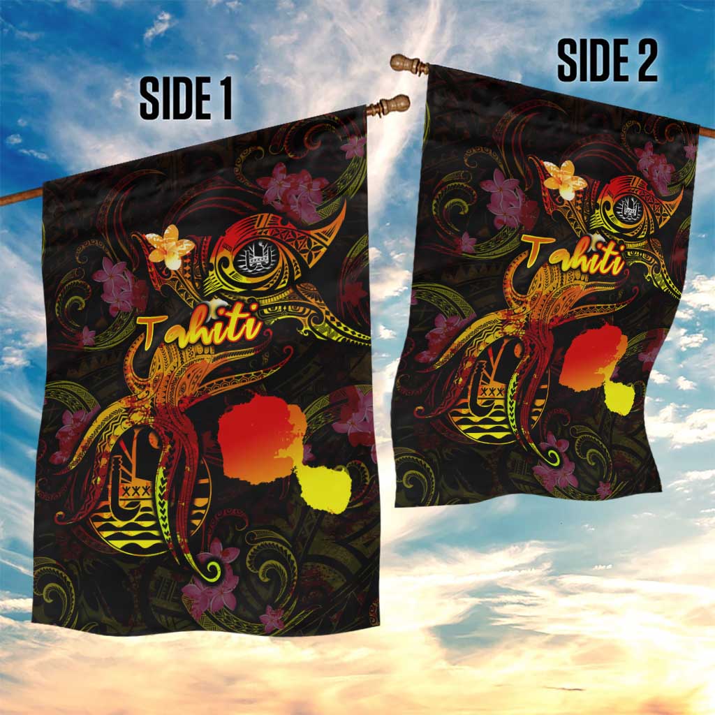 Tahiti French Polynesia Garden Flag Octopus Plumeria Polynesian Tattoo