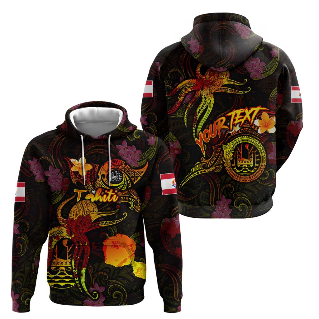Tahiti French Polynesia Hoodie Octopus Plumeria Polynesian Tattoo