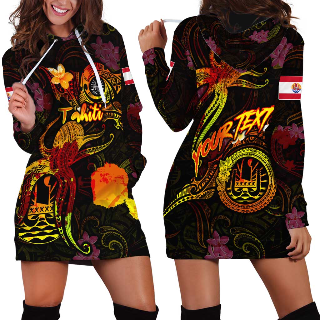 Tahiti French Polynesia Hoodie Dress Octopus Plumeria Polynesian Tattoo DT02 - Polynesian Pride