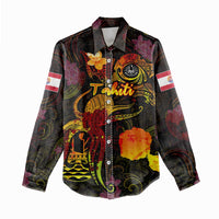 Tahiti French Polynesia Women Casual Shirt Octopus Plumeria Polynesian Tattoo DT02 - Polynesian Pride