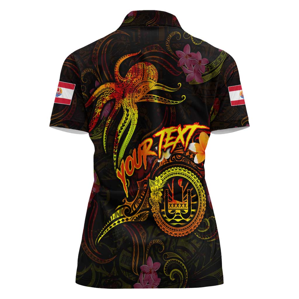 Tahiti French Polynesia Women Polo Shirt Octopus Plumeria Polynesian Tattoo DT02 - Polynesian Pride