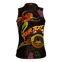 Tahiti French Polynesia Women Sleeveless Polo Shirt Octopus Plumeria Polynesian Tattoo DT02 - Polynesian Pride