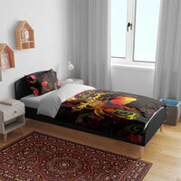 Cook Islands Bedding Set Octopus Plumeria Polynesian Tattoo
