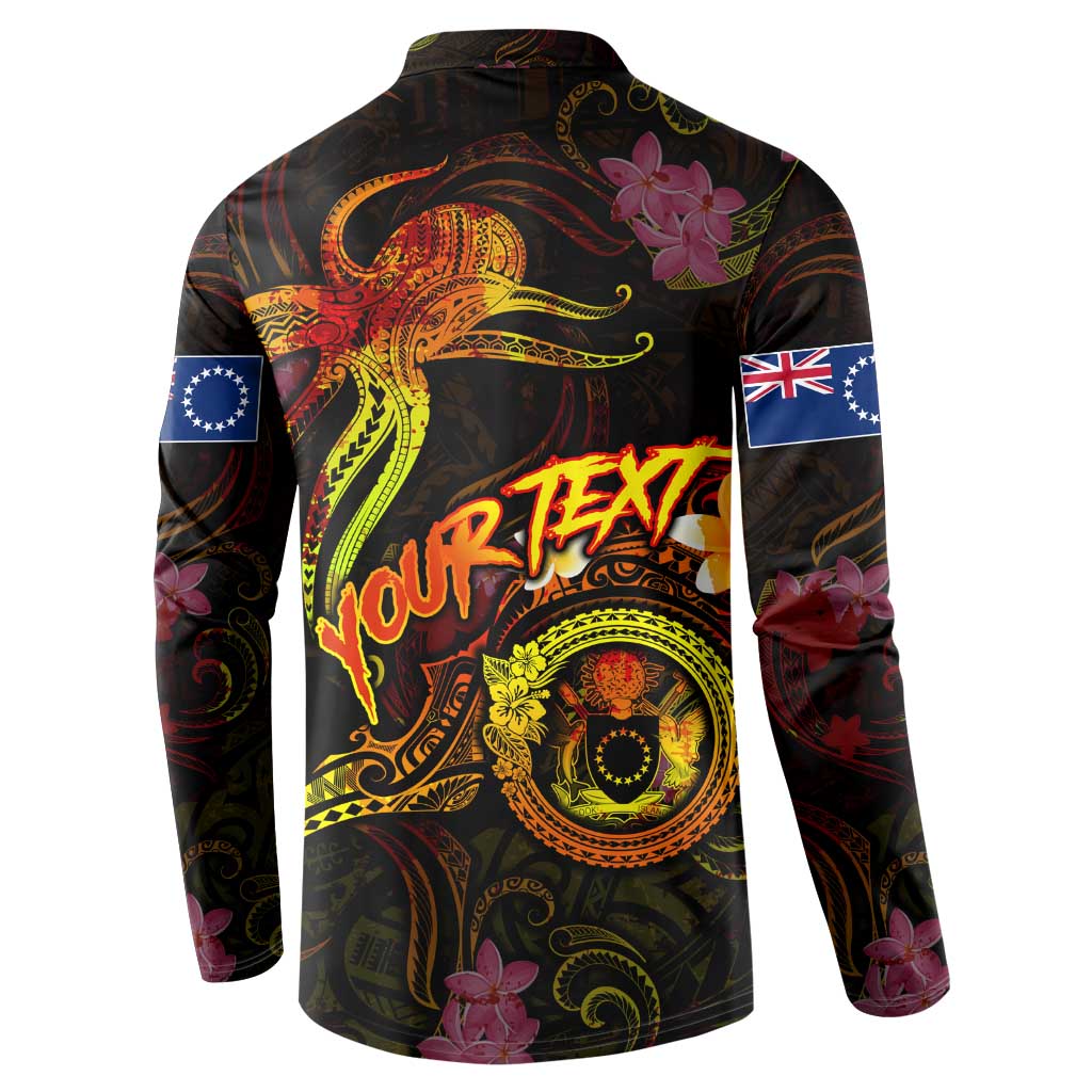 Cook Islands Button Sweatshirt Octopus Plumeria Polynesian Tattoo