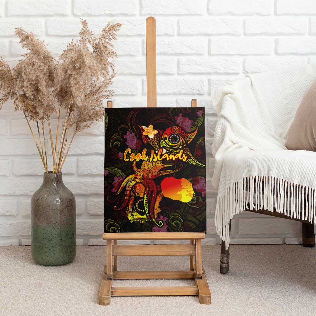 Cook Islands Canvas Wall Art Octopus Plumeria Polynesian Tattoo