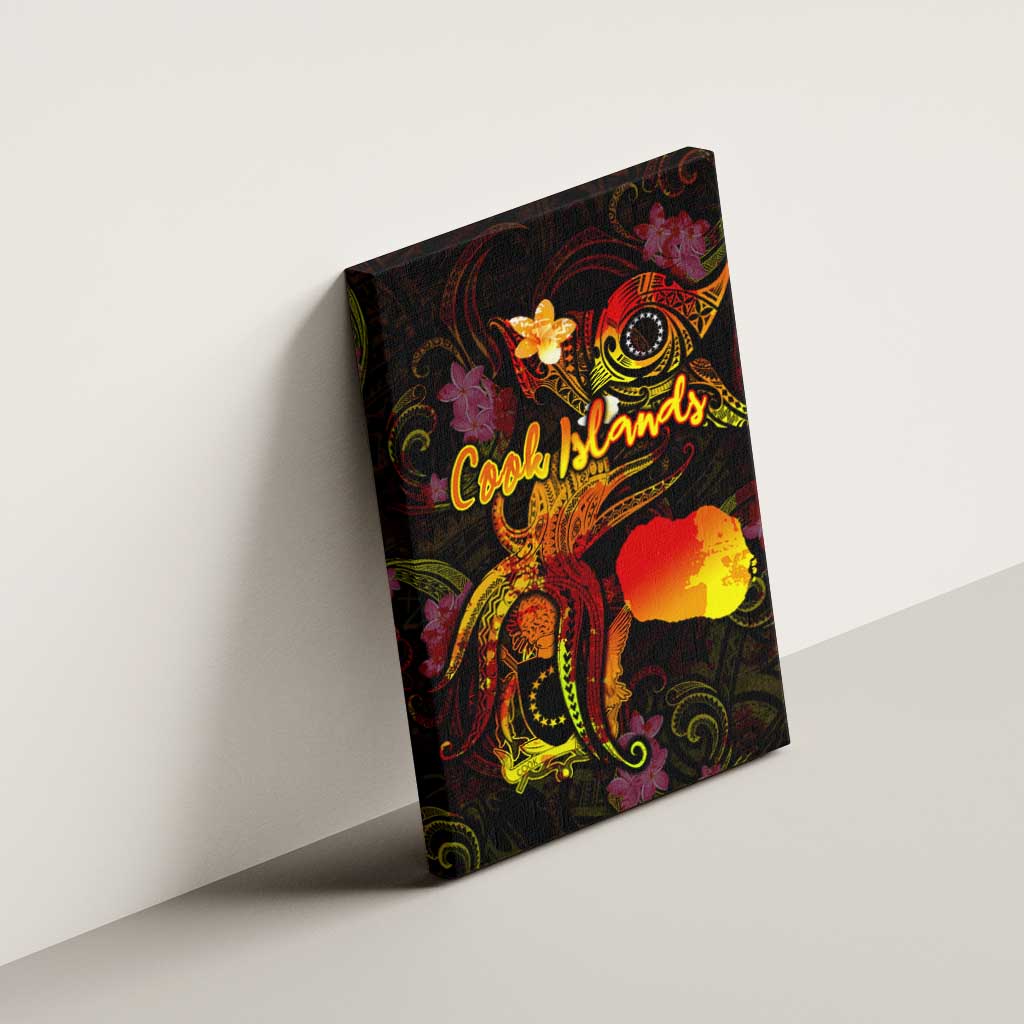 Cook Islands Canvas Wall Art Octopus Plumeria Polynesian Tattoo