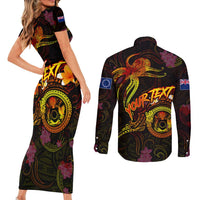 Cook Islands Couples Matching Short Sleeve Bodycon Dress and Long Sleeve Button Shirt Octopus Plumeria Polynesian Tattoo DT02 - Polynesian Pride