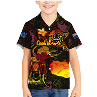 Cook Islands Family Matching Mermaid Dress and Hawaiian Shirt Octopus Plumeria Polynesian Tattoo DT02 Son's Shirt Black - Polynesian Pride