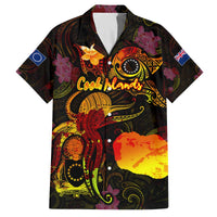 Cook Islands Family Matching Off The Shoulder Long Sleeve Dress and Hawaiian Shirt Octopus Plumeria Polynesian Tattoo DT02 Dad's Shirt - Short Sleeve Black - Polynesian Pride