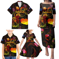 Cook Islands Family Matching Puletasi and Hawaiian Shirt Octopus Plumeria Polynesian Tattoo DT02 - Polynesian Pride