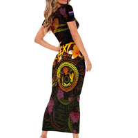 Cook Islands Family Matching Short Sleeve Bodycon Dress and Hawaiian Shirt Octopus Plumeria Polynesian Tattoo DT02 - Polynesian Pride
