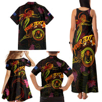Cook Islands Family Matching Tank Maxi Dress and Hawaiian Shirt Octopus Plumeria Polynesian Tattoo DT02 - Polynesian Pride