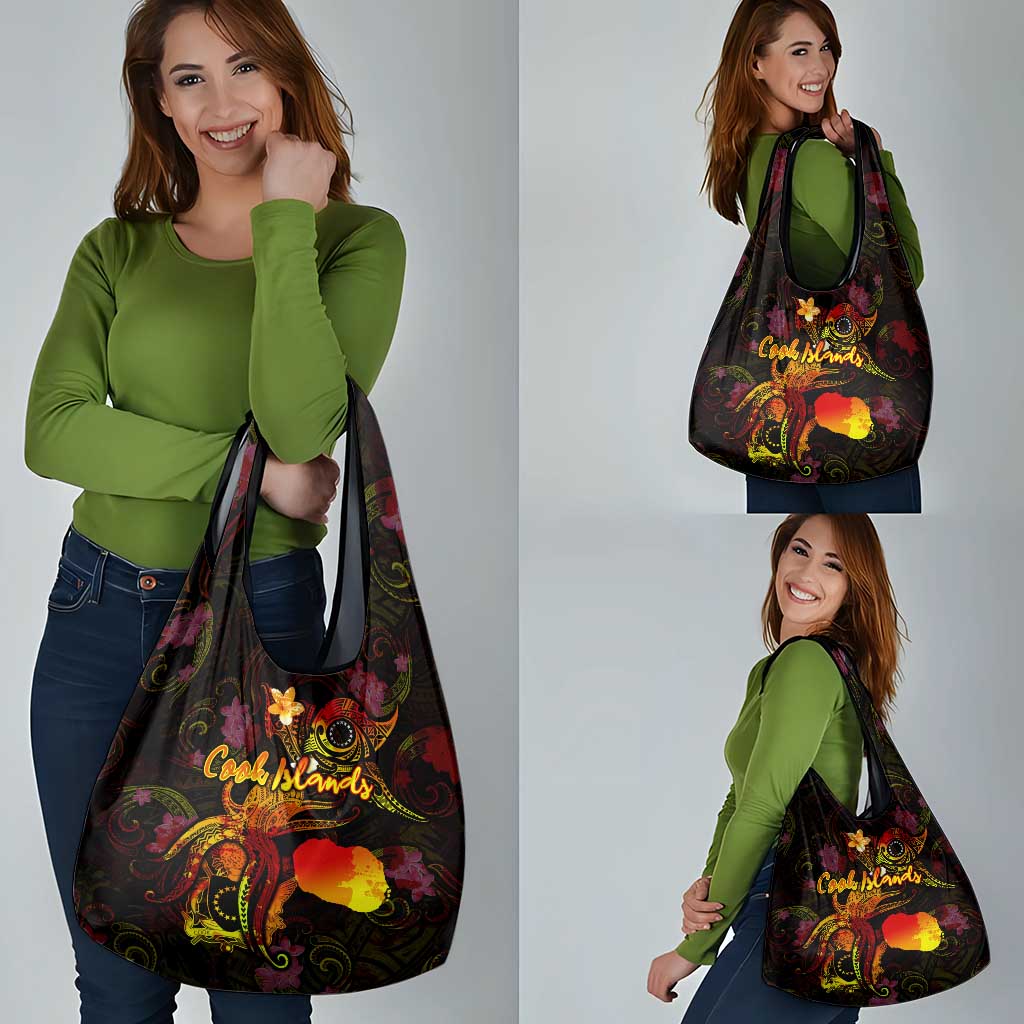 Cook Islands Grocery Bag Octopus Plumeria Polynesian Tattoo