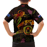 Cook Islands Kid Hawaiian Shirt Octopus Plumeria Polynesian Tattoo DT02 - Polynesian Pride