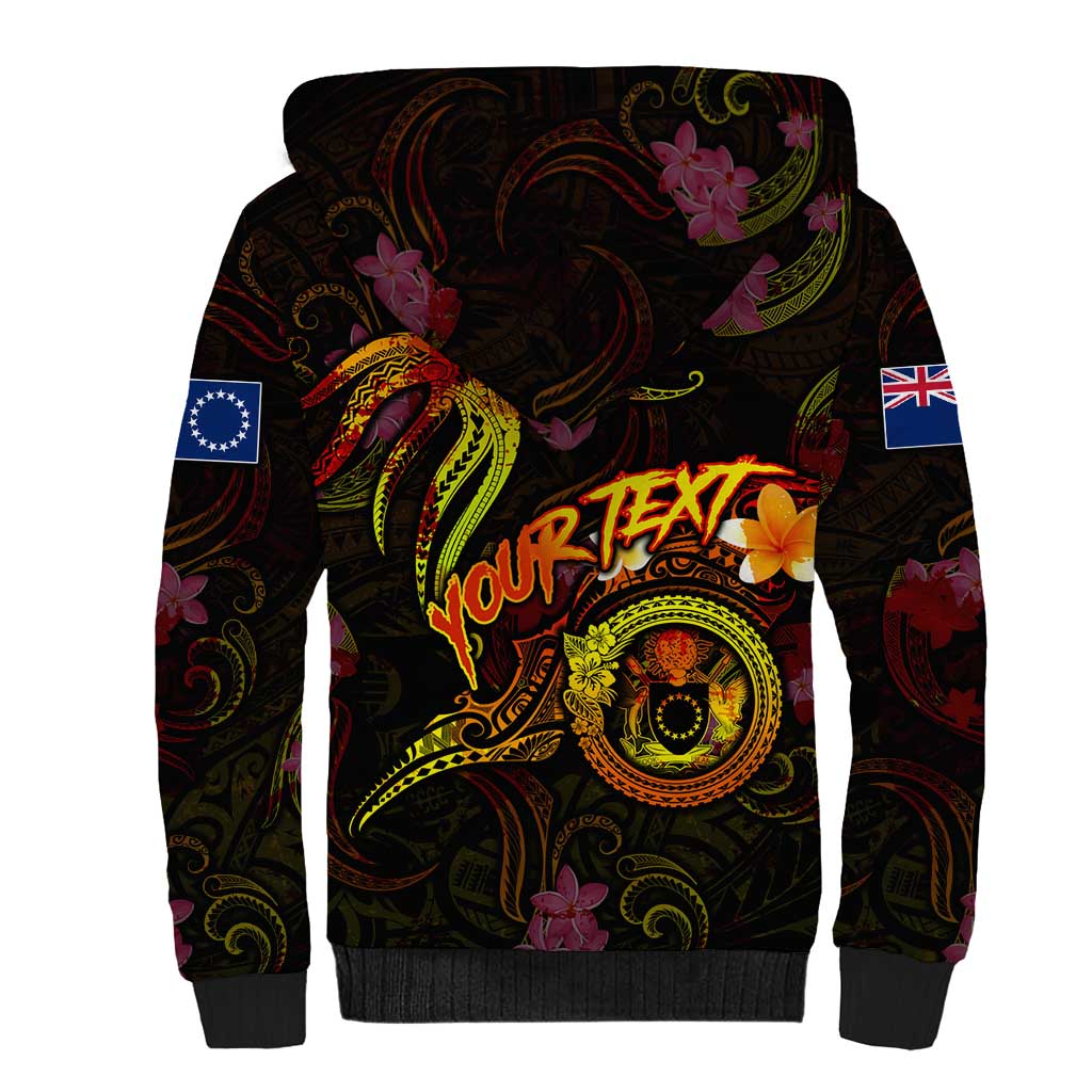 Cook Islands Sherpa Hoodie Octopus Plumeria Polynesian Tattoo