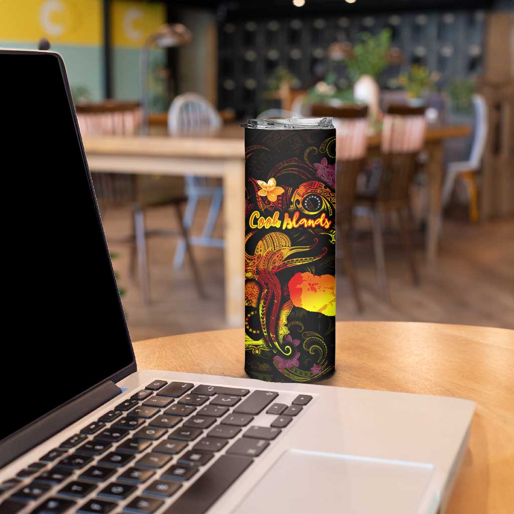 Cook Islands Skinny Tumbler Octopus Plumeria Polynesian Tattoo