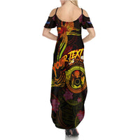 Cook Islands Summer Maxi Dress Octopus Plumeria Polynesian Tattoo DT02 - Polynesian Pride