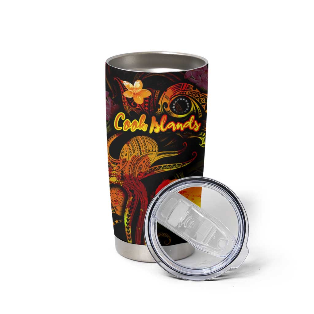 Cook Islands Tumbler Cup Octopus Plumeria Polynesian Tattoo