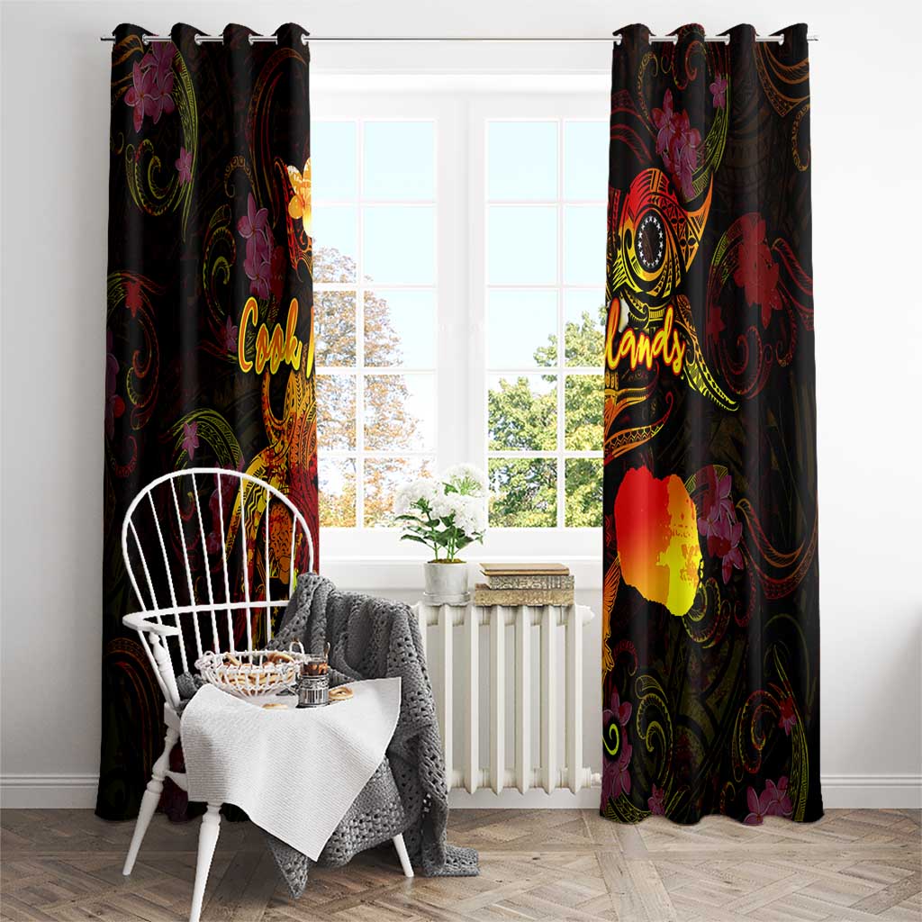 Cook Islands Window Curtain Octopus Plumeria Polynesian Tattoo