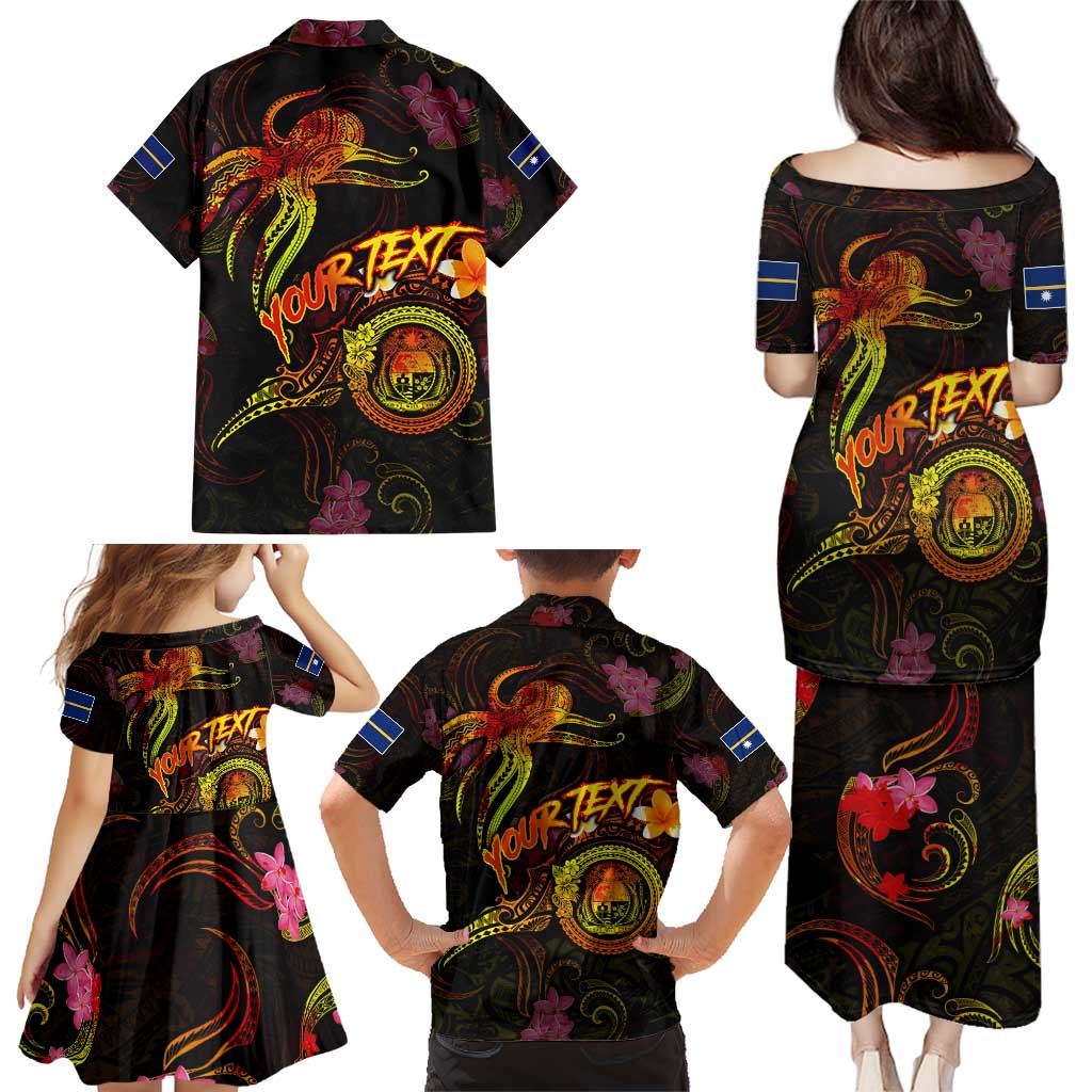 Nauru Family Matching Puletasi and Hawaiian Shirt Octopus Plumeria Polynesian Tattoo DT02 - Polynesian Pride
