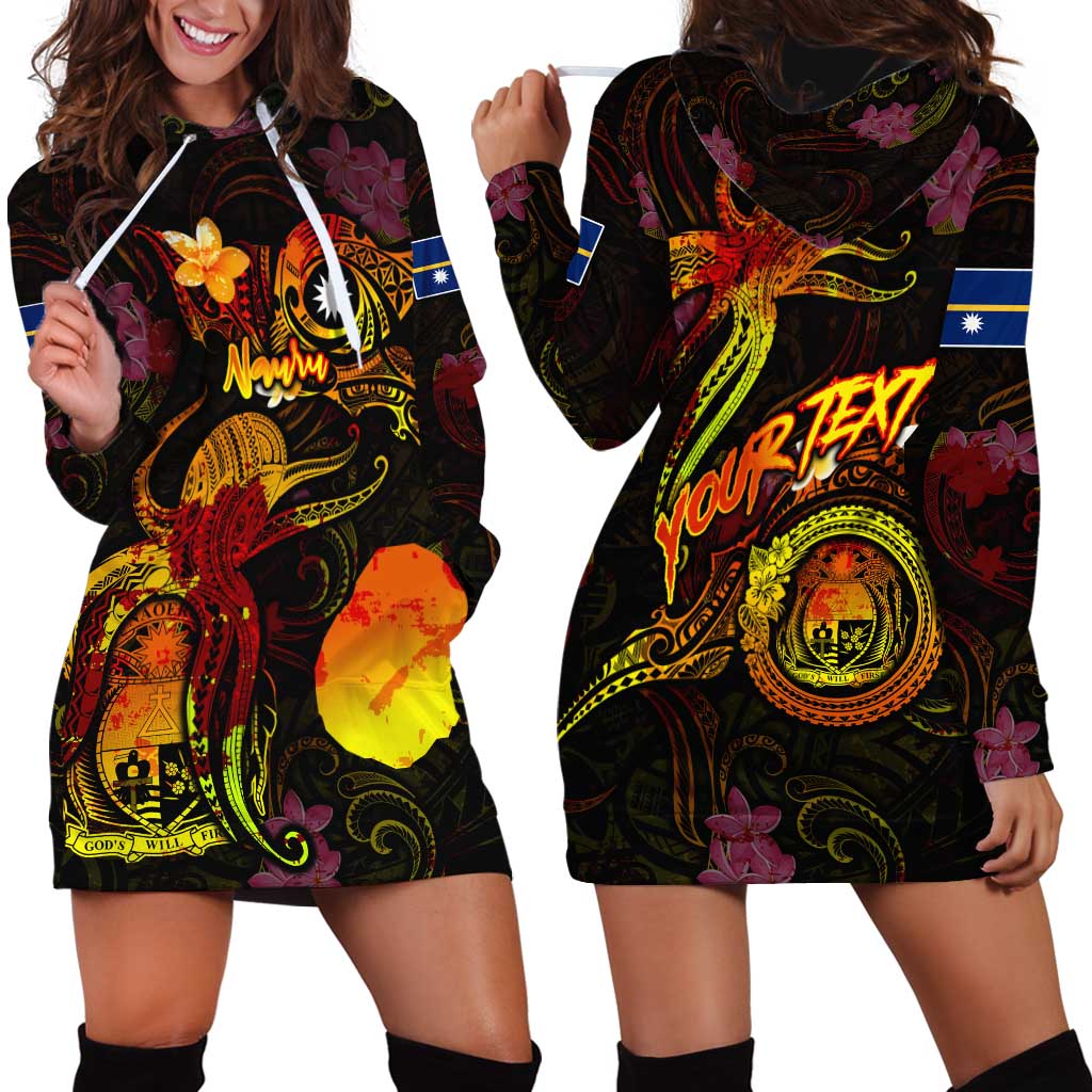 Nauru Hoodie Dress Octopus Plumeria Polynesian Tattoo