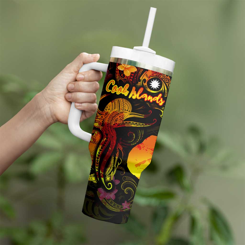Nauru Tumbler With Handle Octopus Plumeria Polynesian Tattoo DT02 - Polynesian Pride