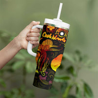 Nauru Tumbler With Handle Octopus Plumeria Polynesian Tattoo DT02 - Polynesian Pride