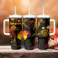 Nauru Tumbler With Handle Octopus Plumeria Polynesian Tattoo DT02 - Polynesian Pride