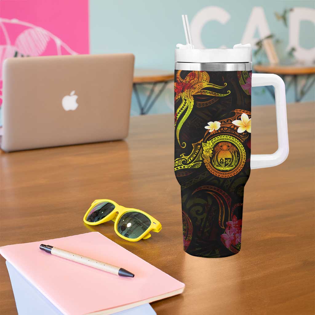 Nauru Tumbler With Handle Octopus Plumeria Polynesian Tattoo DT02 - Polynesian Pride