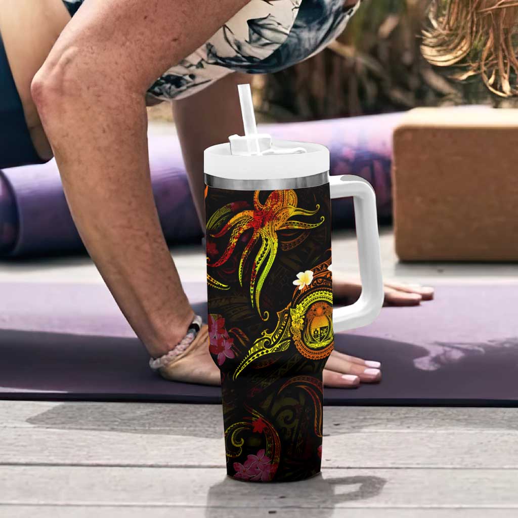 Nauru Tumbler With Handle Octopus Plumeria Polynesian Tattoo DT02 - Polynesian Pride