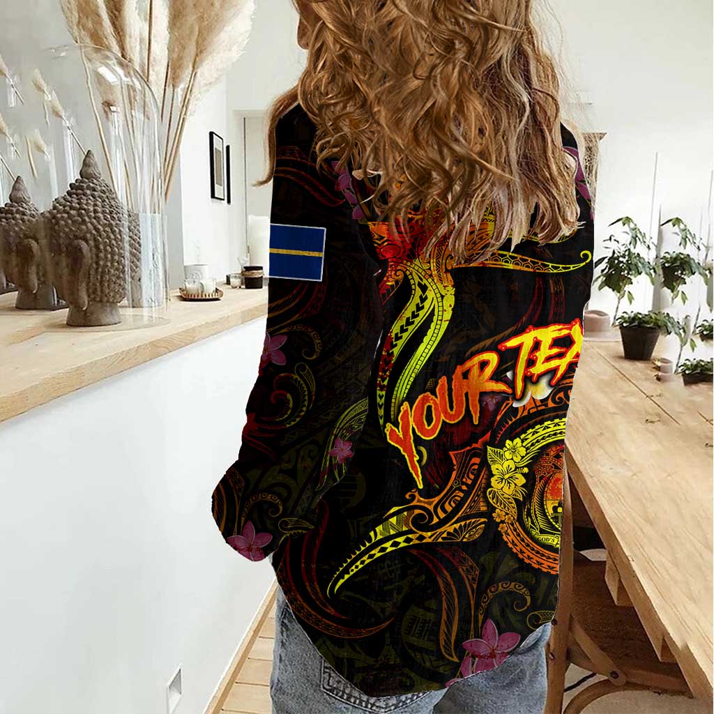 Nauru Women Casual Shirt Octopus Plumeria Polynesian Tattoo