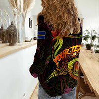 Nauru Women Casual Shirt Octopus Plumeria Polynesian Tattoo