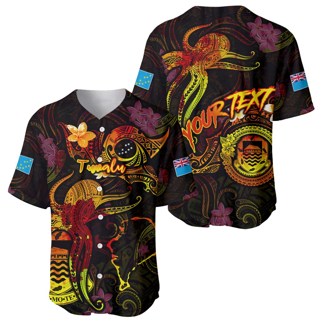 Tuvalu Baseball Jersey Octopus Plumeria Polynesian Tattoo