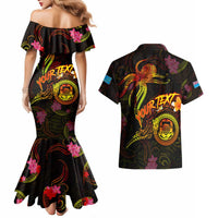 Tuvalu Couples Matching Mermaid Dress and Hawaiian Shirt Octopus Plumeria Polynesian Tattoo DT02 - Polynesian Pride