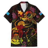 Tuvalu Family Matching Mermaid Dress and Hawaiian Shirt Octopus Plumeria Polynesian Tattoo DT02 Dad's Shirt - Short Sleeve Black - Polynesian Pride